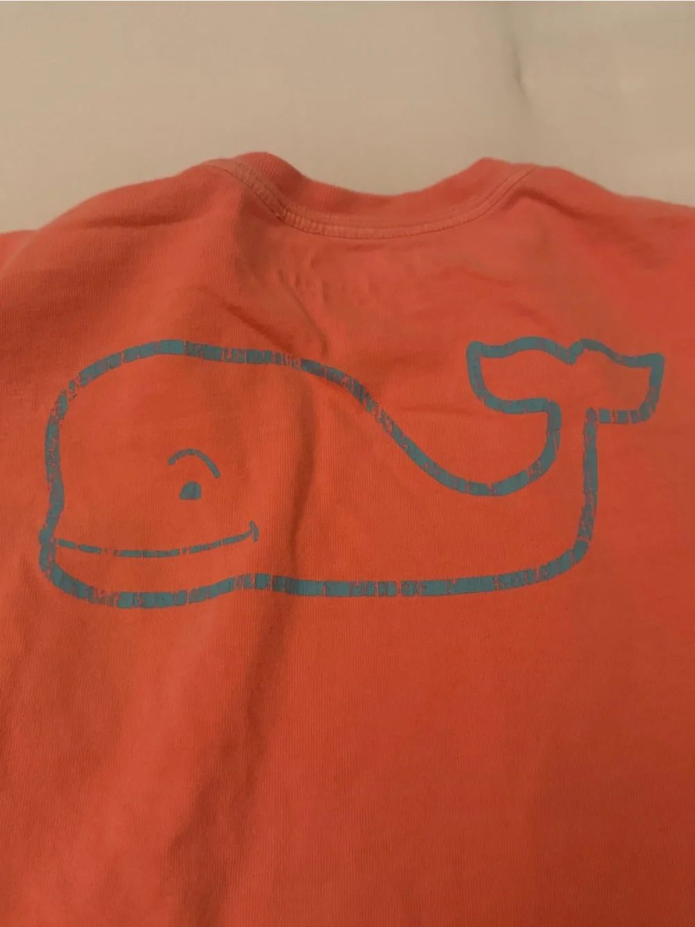 Boys size 7 long sleeve shirt vineyard vines coral aqua blue whale logo